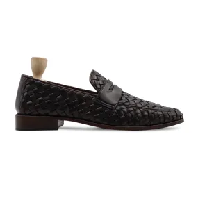 Kakillom - Men's Dark Brown Hand Woven Calf Leather Loafer