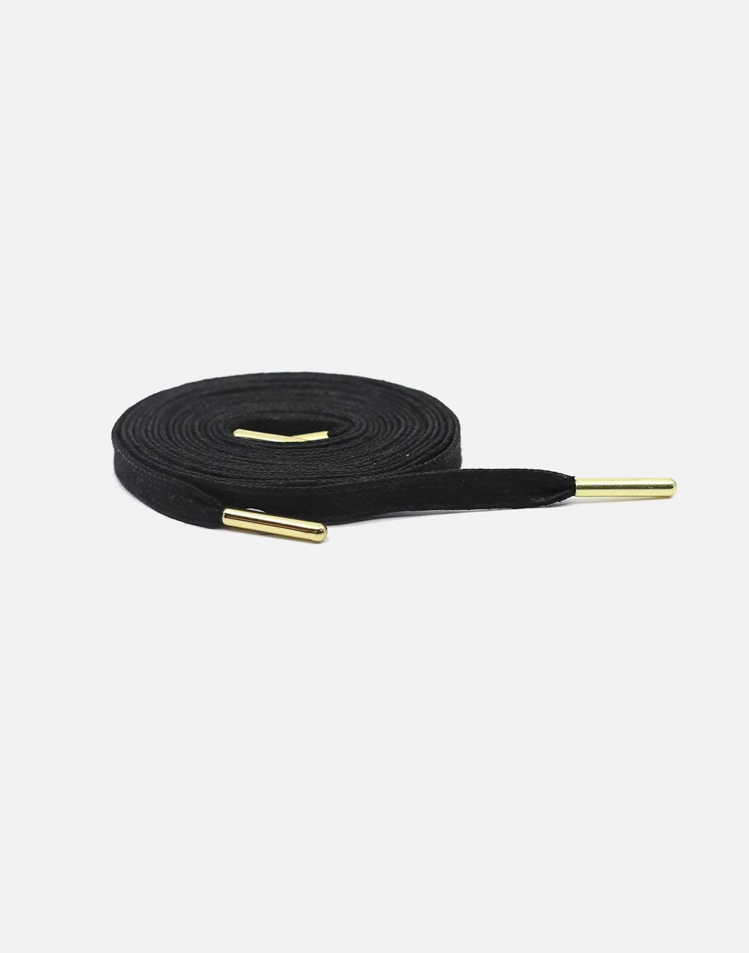 Lacespace Black Waxed Flat Lace Gold Metal Aglet