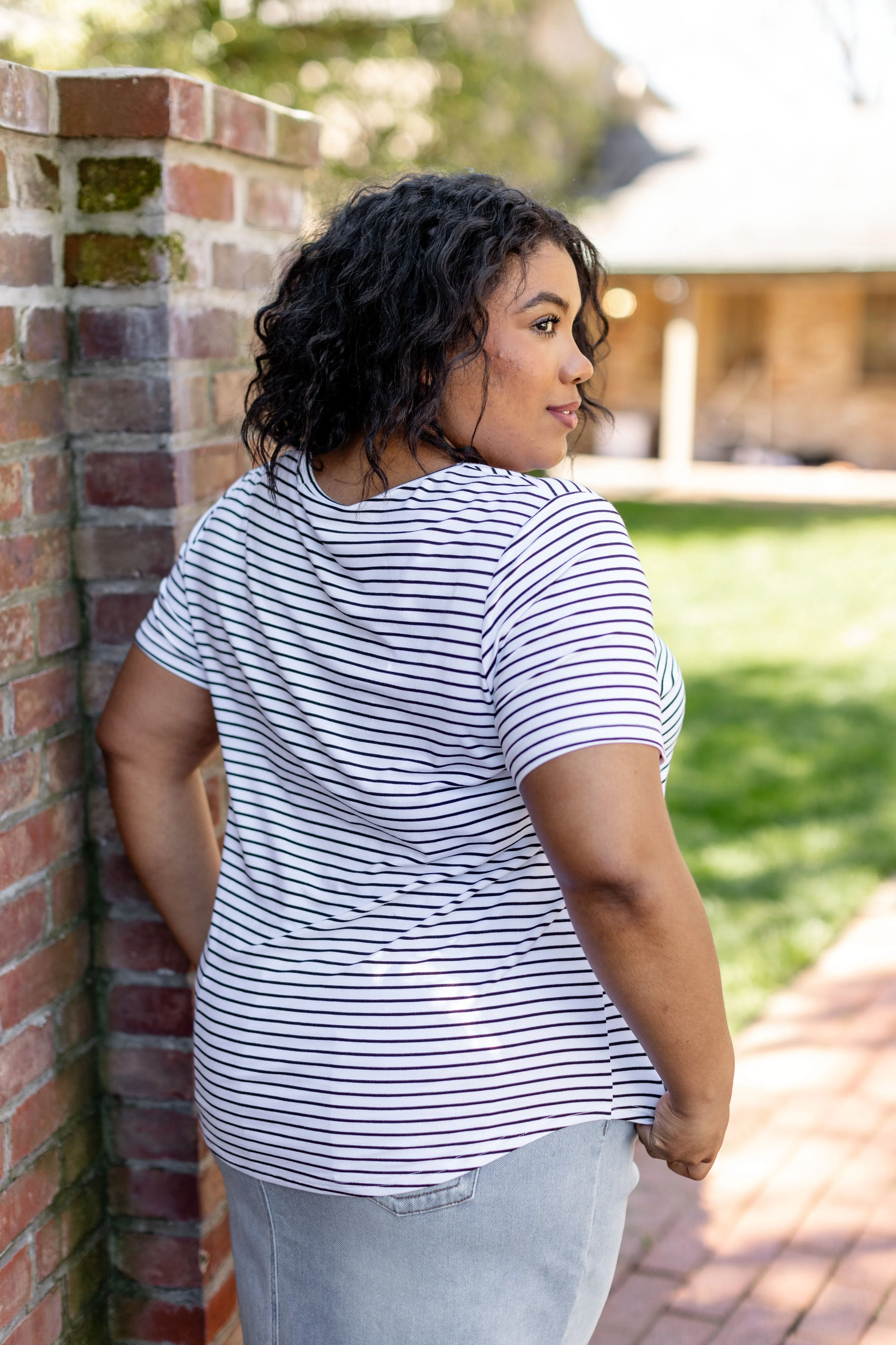 'Lynne' Bamboo Blend Striped Tee