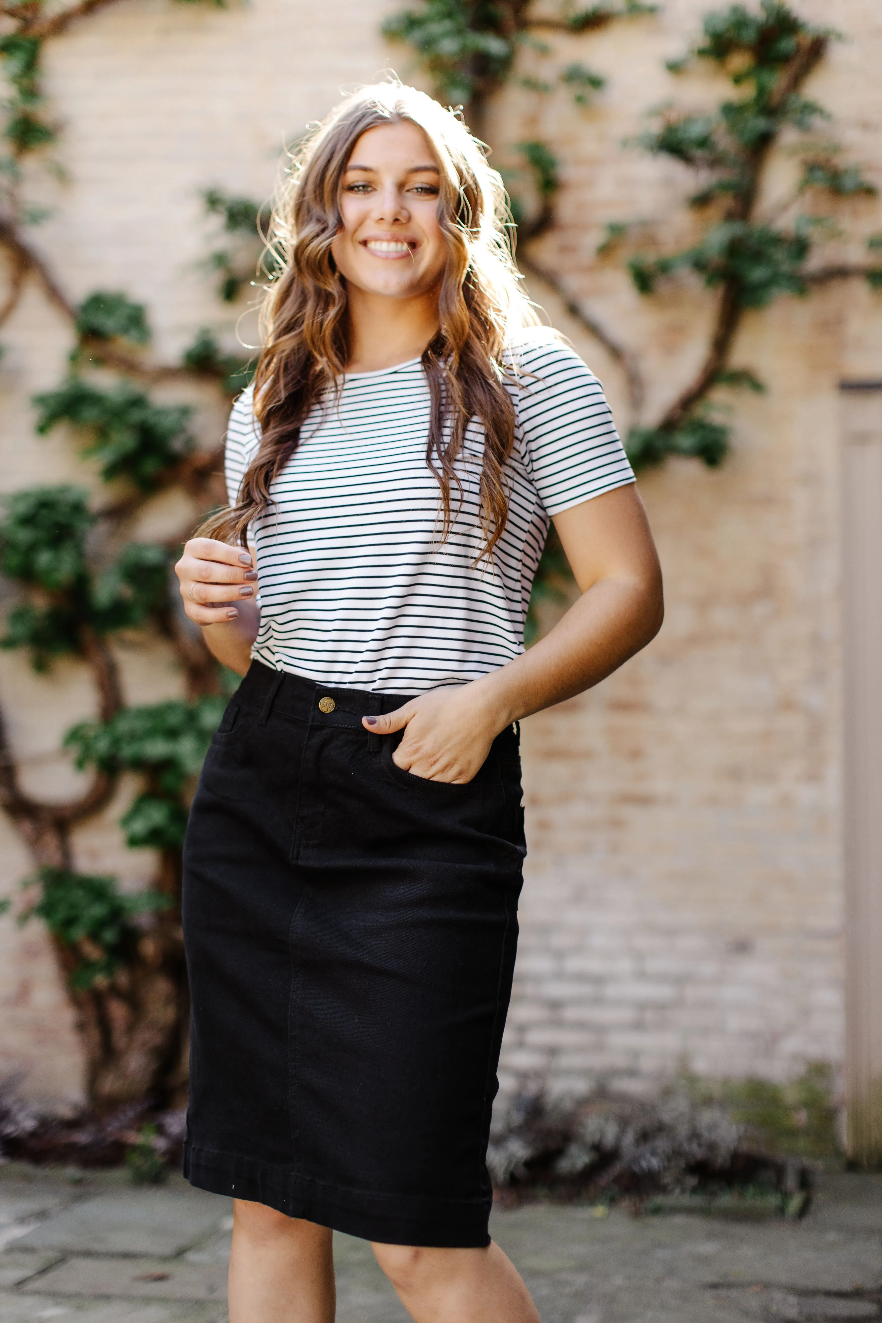 'Lynne' Bamboo Blend Striped Tee