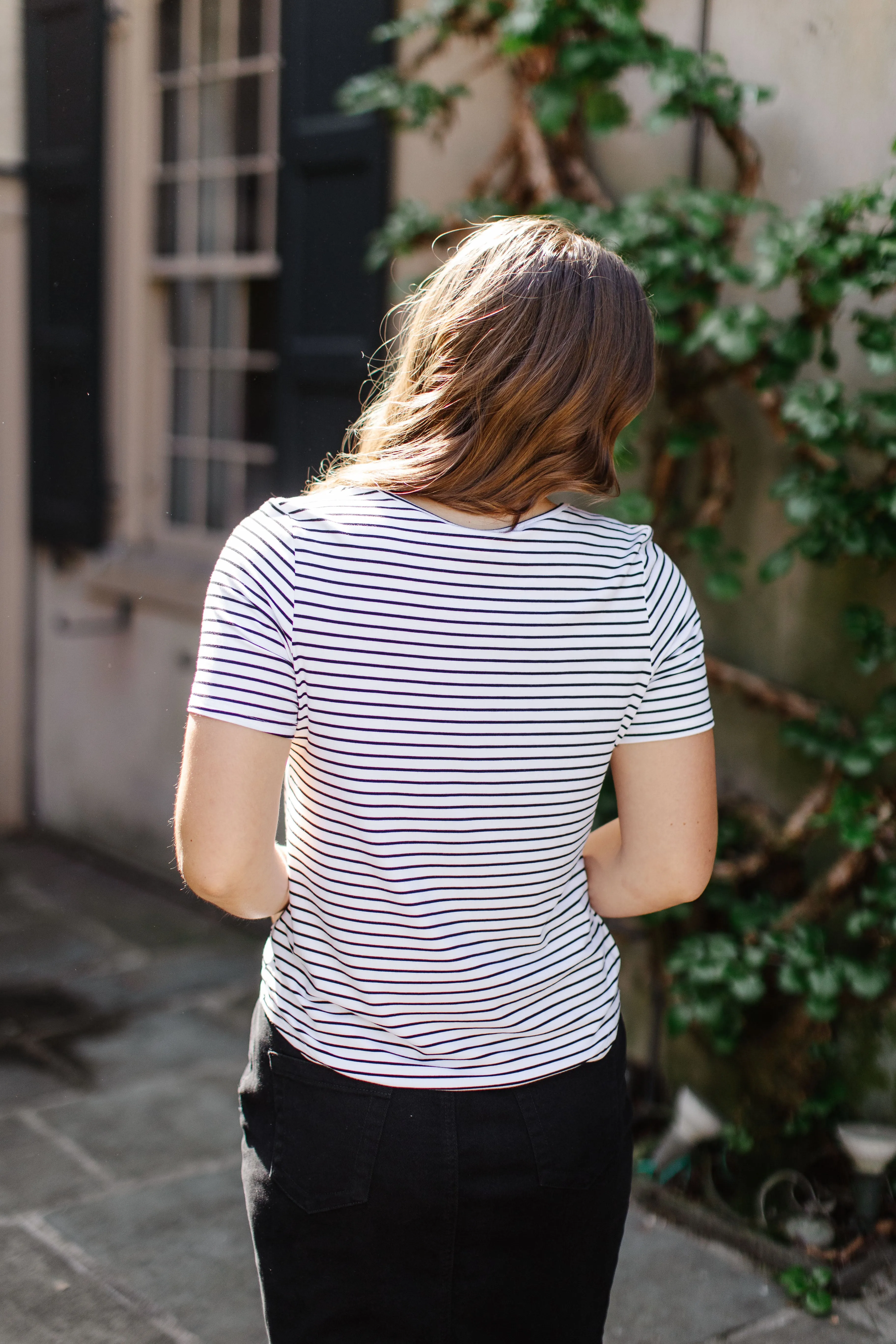 'Lynne' Bamboo Blend Striped Tee