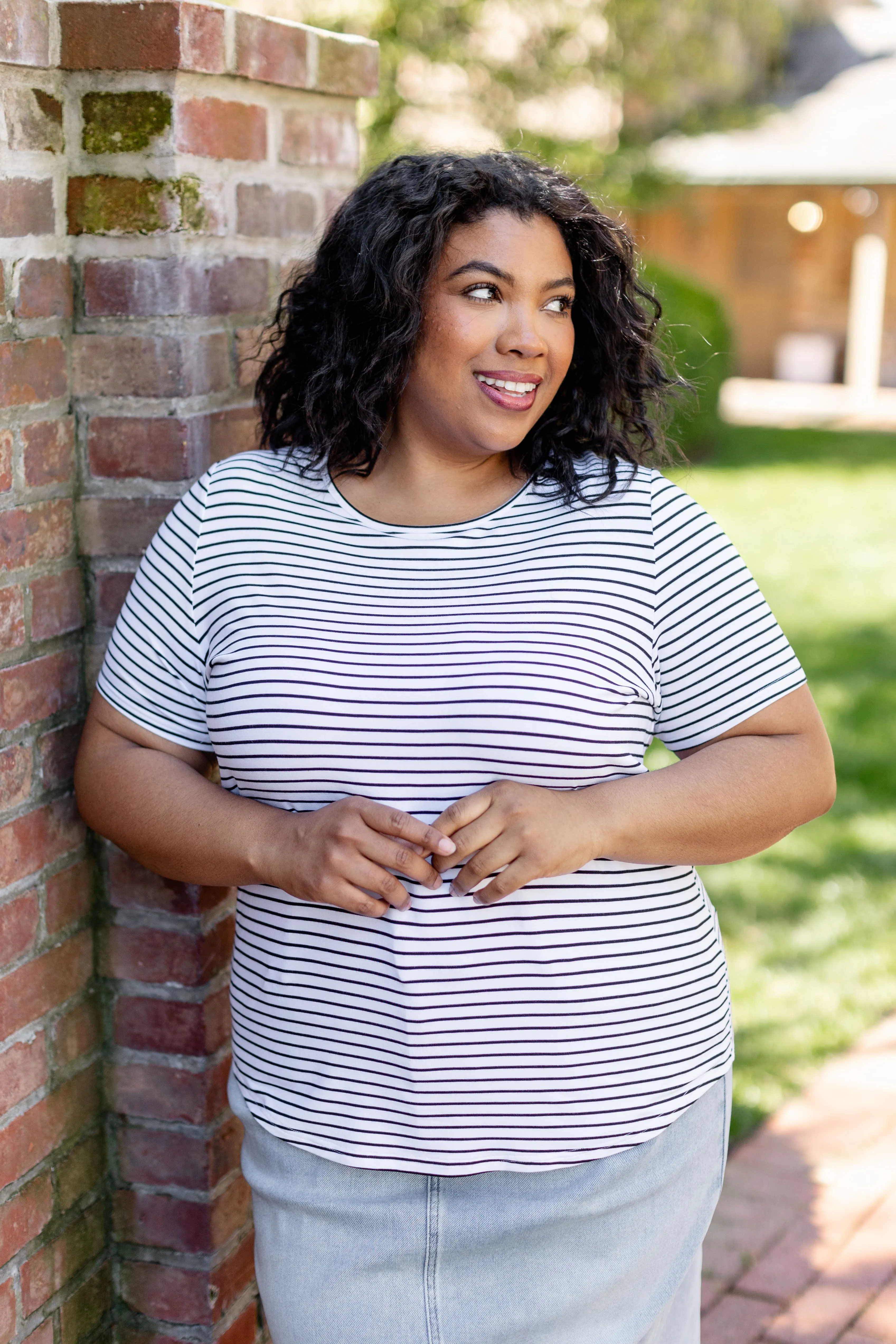 'Lynne' Bamboo Blend Striped Tee