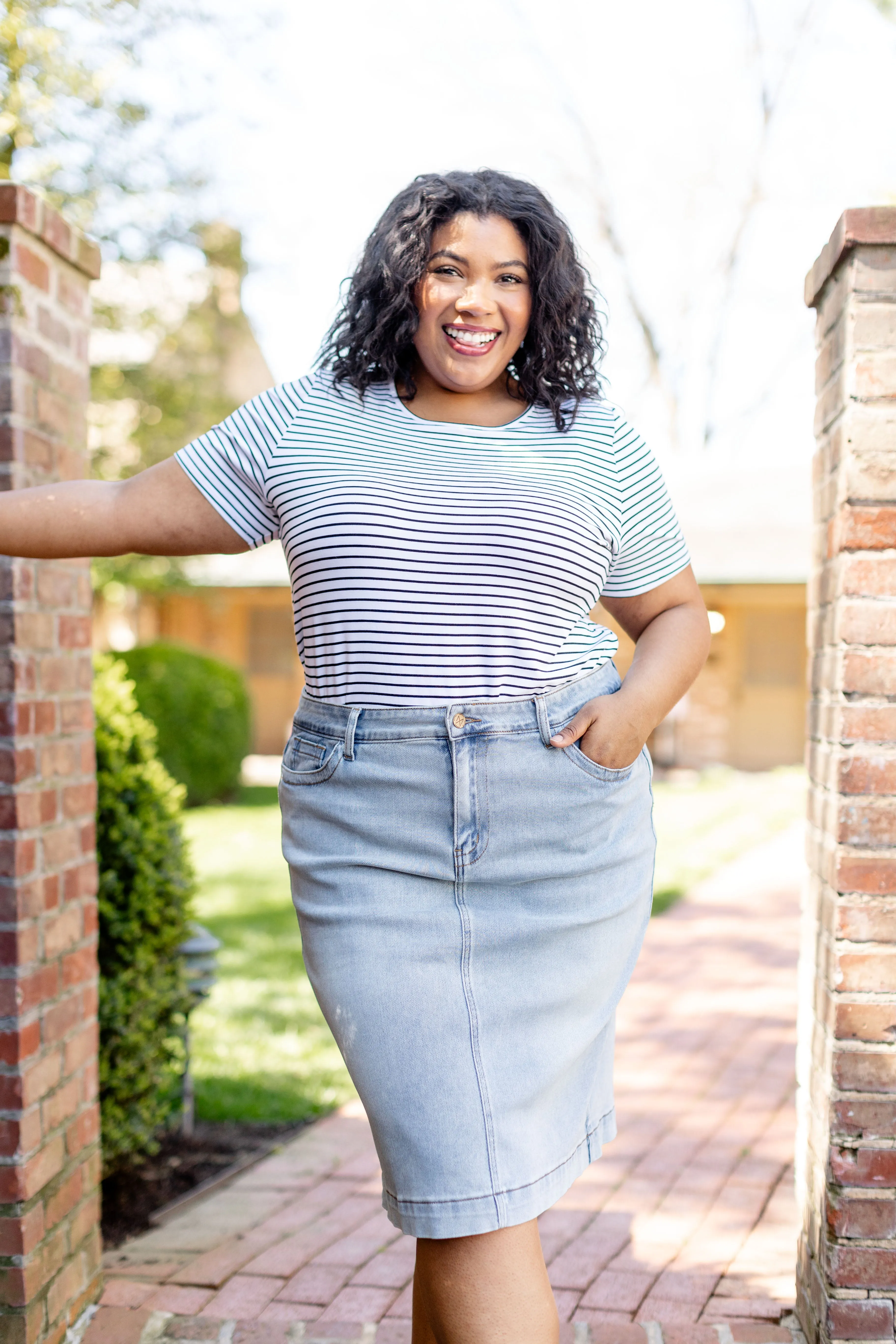 'Lynne' Bamboo Blend Striped Tee