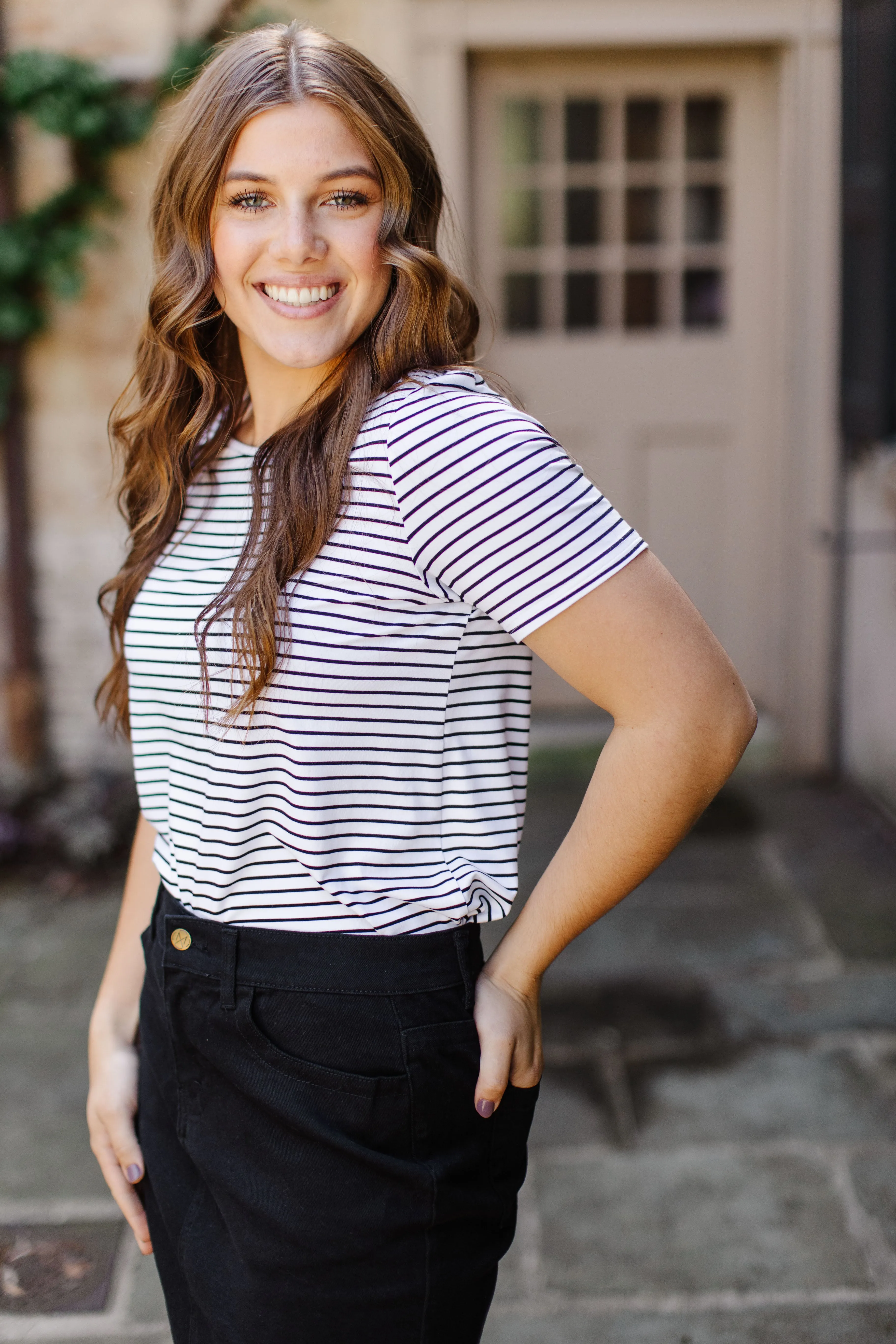 'Lynne' Bamboo Blend Striped Tee