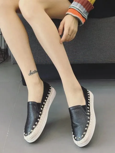 Marvelous Leather Round Toe Loafers Sneakers