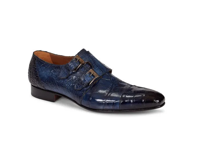 Mauri - 1152 "Alfieri" Handpainted Caribbean Blue Double Monk Strap