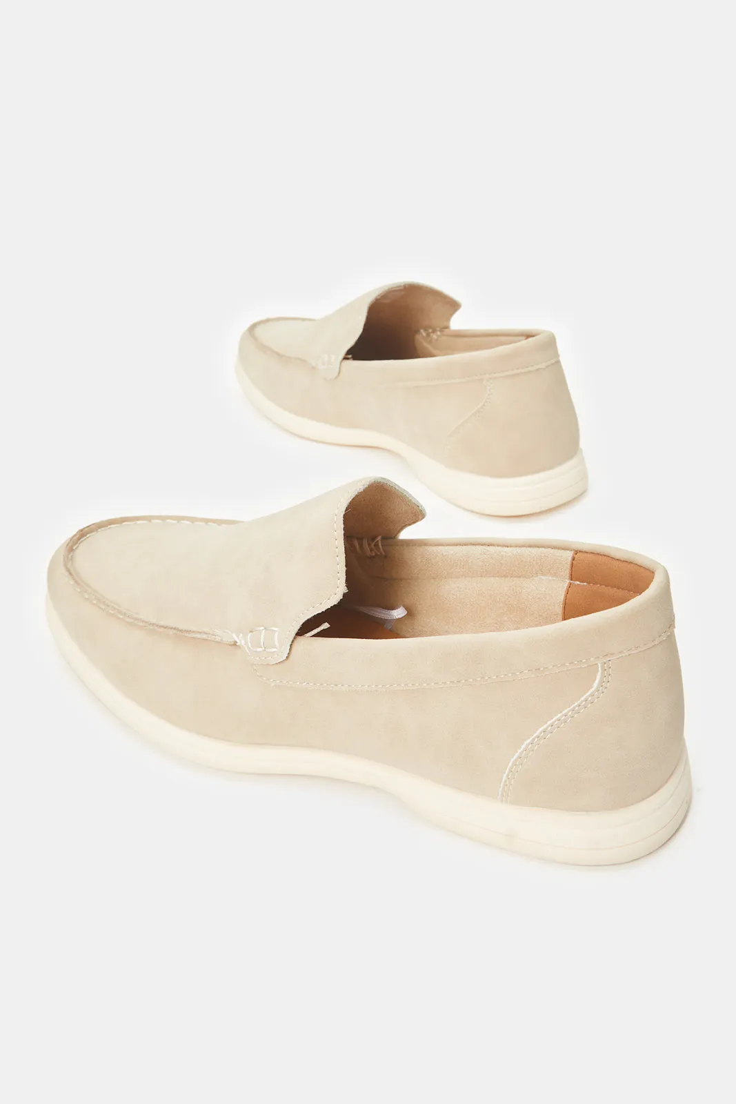 Men Beige Plain Loafers