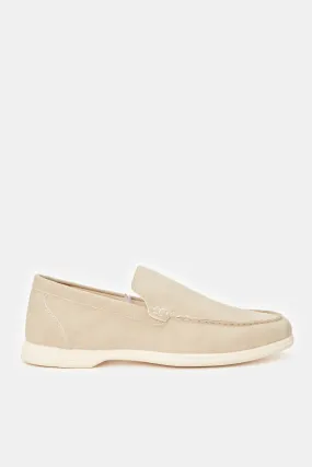 Men Beige Plain Loafers