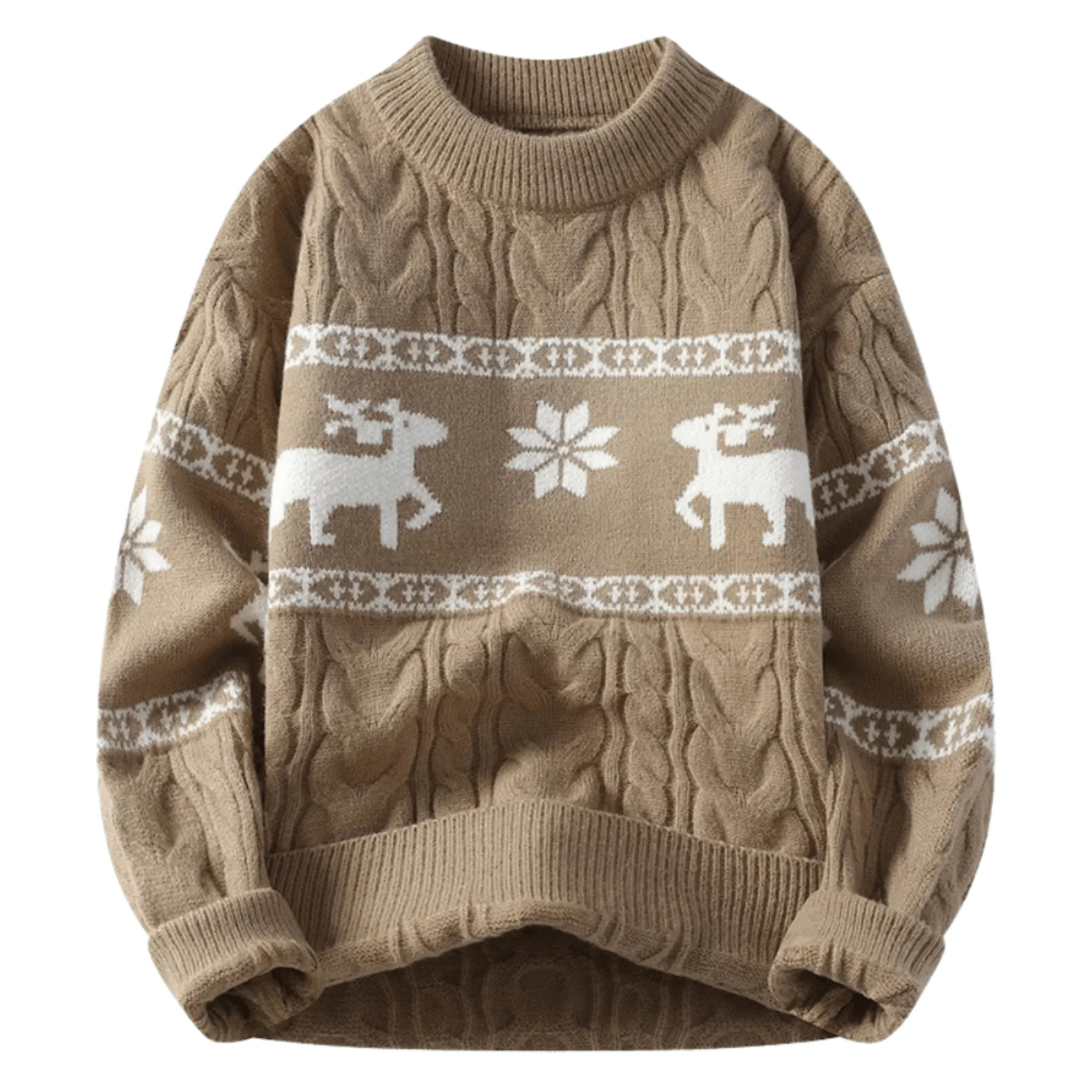 Men's Deer Christmas Jumpers High-End Luxury Cashmere Blend Sweaters Men Thick Warm Men's Sweaters