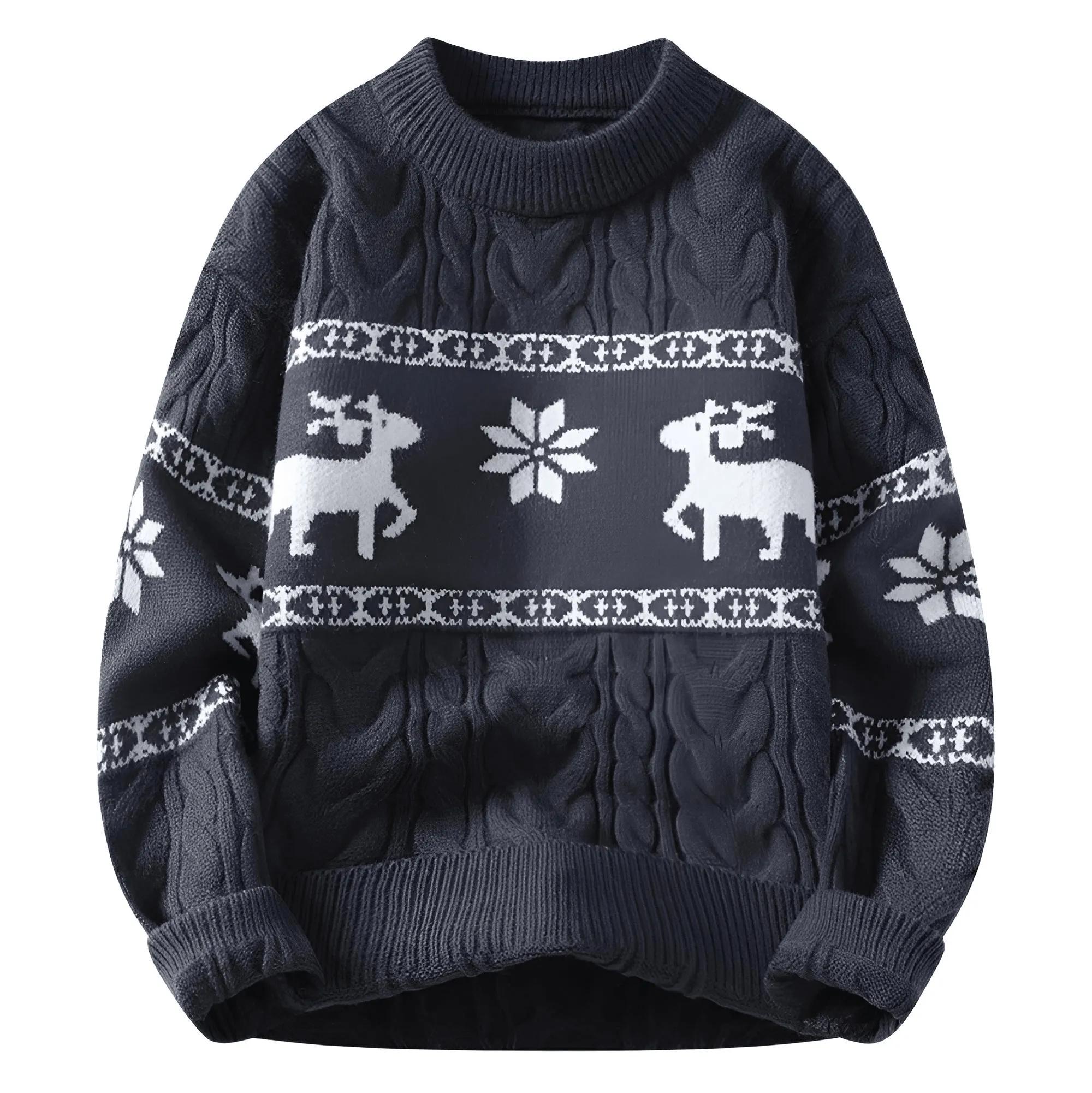 Men's Deer Christmas Jumpers High-End Luxury Cashmere Blend Sweaters Men Thick Warm Men's Sweaters