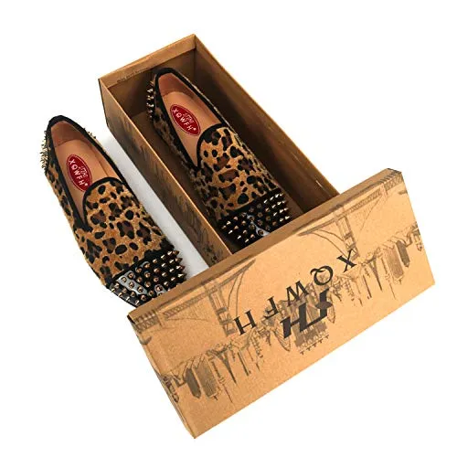 Mens Leopard Loafers Leather Shoes