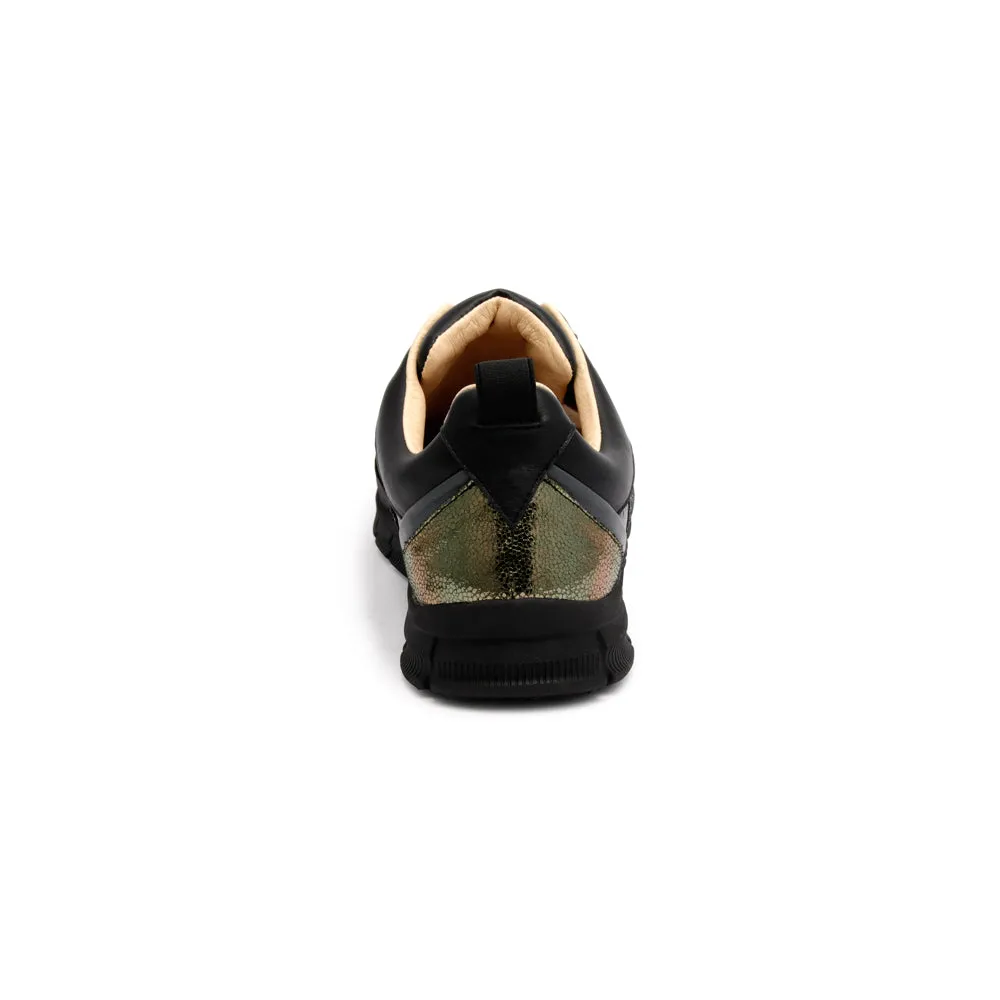 Men's Rider Black Gold Leather Sneakers 01184-992