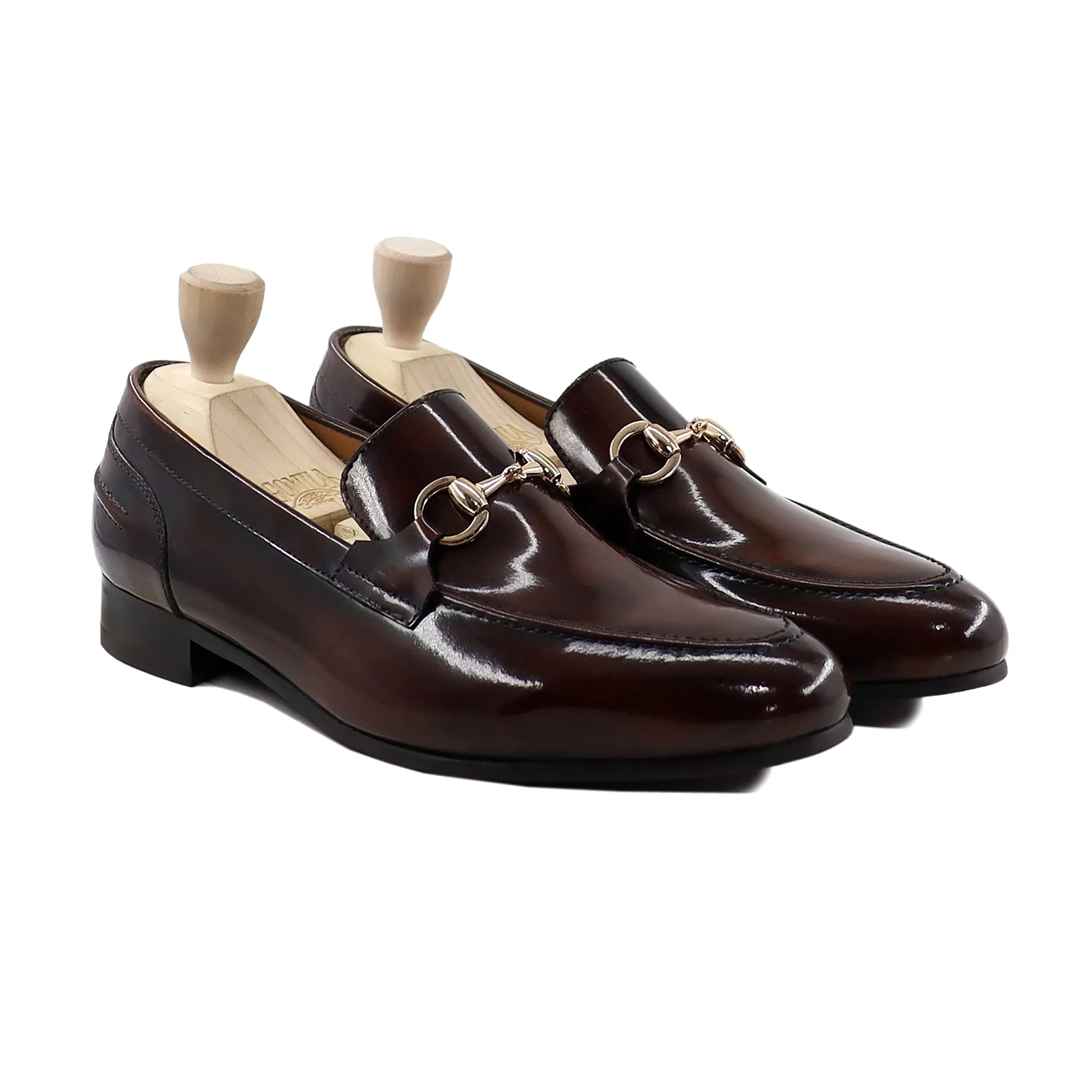 Milton - Men's Dark Brown Box Leather High Shine Loafer