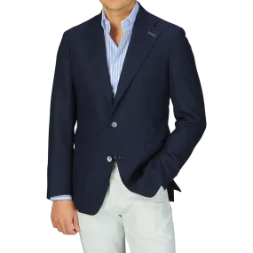 Navy Blue Wool Hopsack Blazer