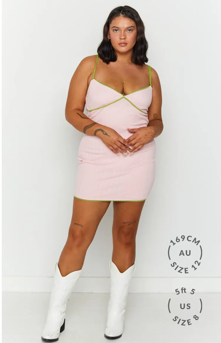 Nicole Rib Mini Dress Pink