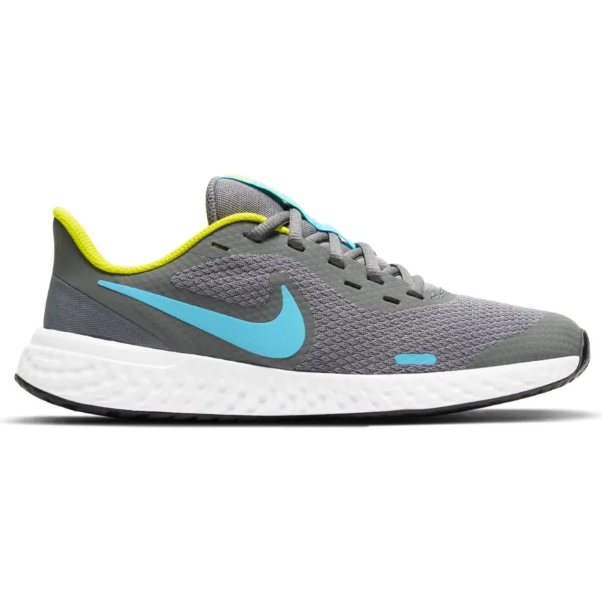 Nike Smoke Grey/Chlorine Blue/High Voltage Revolution 5 Youth Sneaker