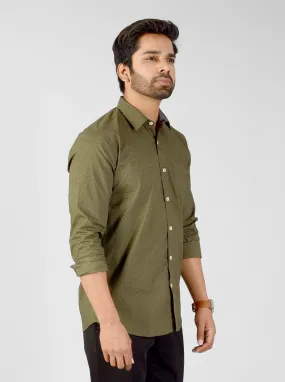 Olive Green Printed Smart Fit Casual Shirt | Greenfibre