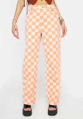 Orange Rook Checkered Jeans