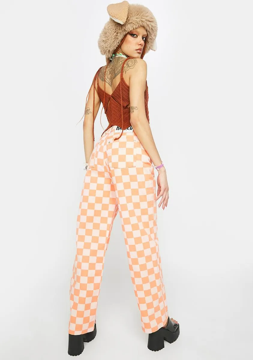 Orange Rook Checkered Jeans