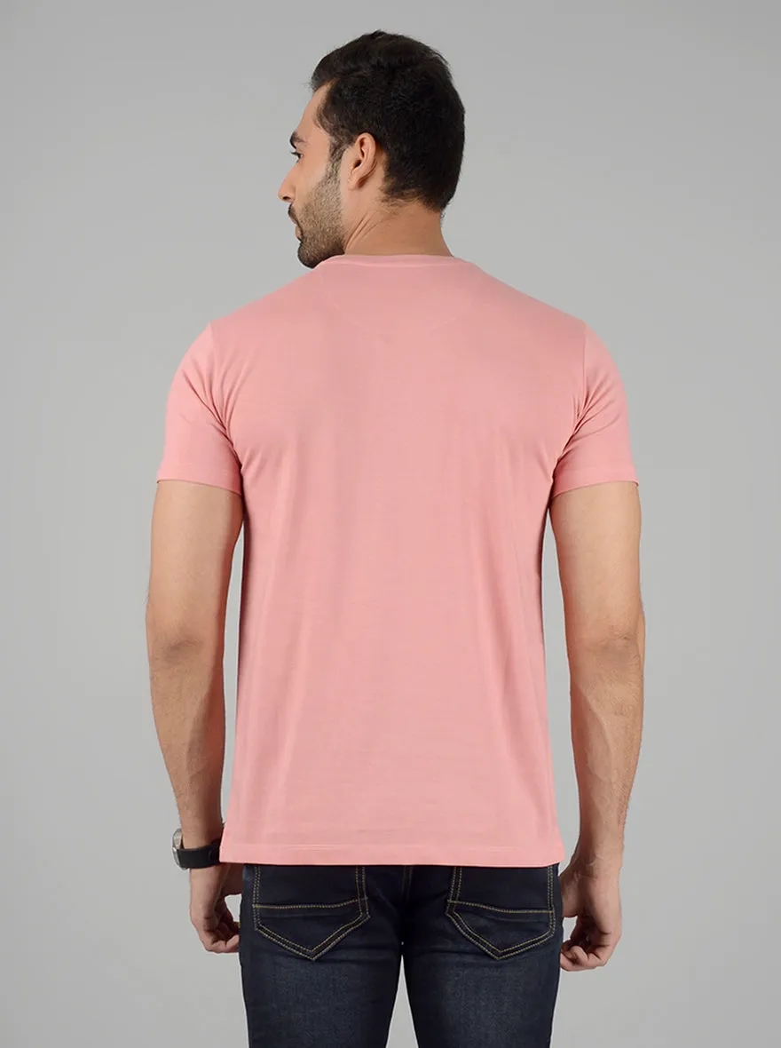 Peach Printed Slim Fit T-Shirt | Greenfibre