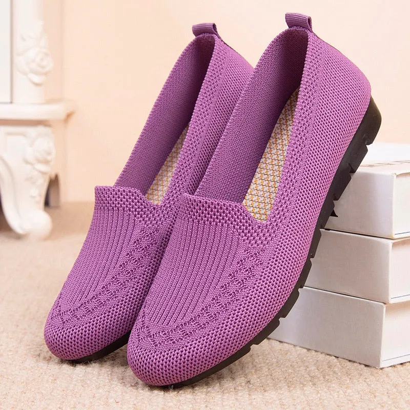 Purpdrank - New Mesh Breathable Sneakers Women Breathable Light Slip on Flat Casual Shoes Ladies Loafers Socks Shoes Women Zapatillas Mujer