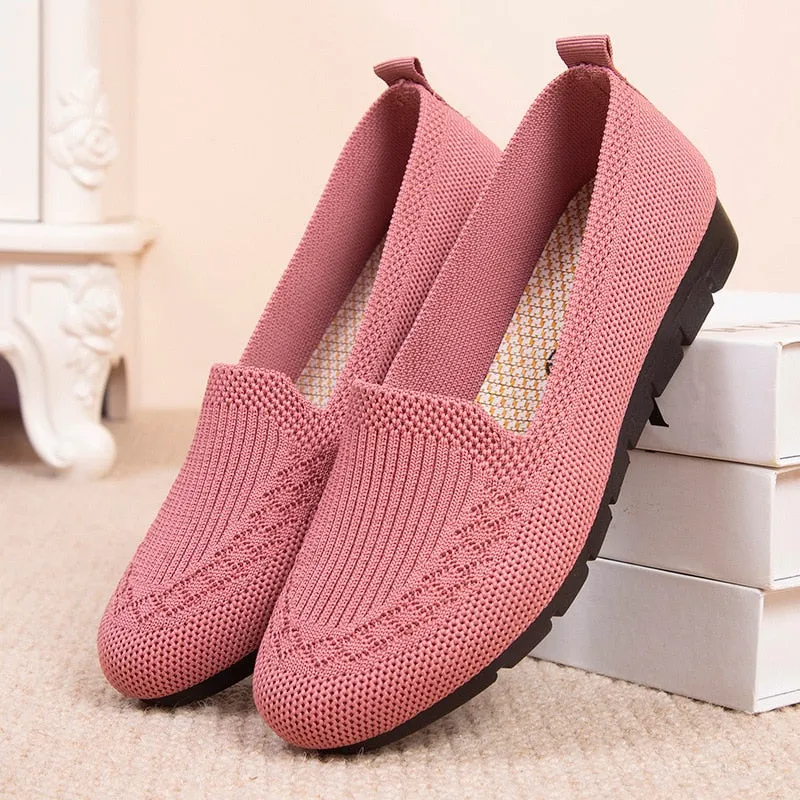 Purpdrank - New Mesh Breathable Sneakers Women Breathable Light Slip on Flat Casual Shoes Ladies Loafers Socks Shoes Women Zapatillas Mujer