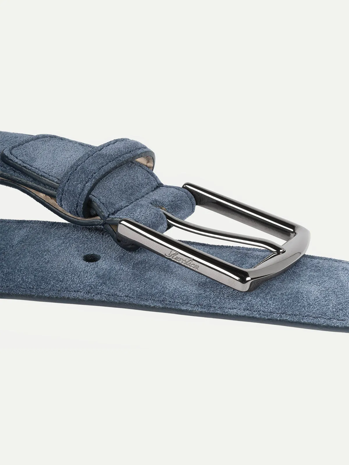 Racing Blue Suede Leather Belt