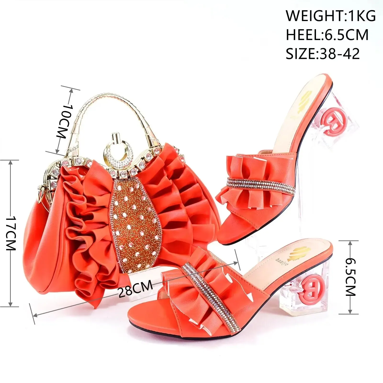 Rhinestone Inlaid High Heels Elegant Ladies Party Sandals And Designer Bag Set