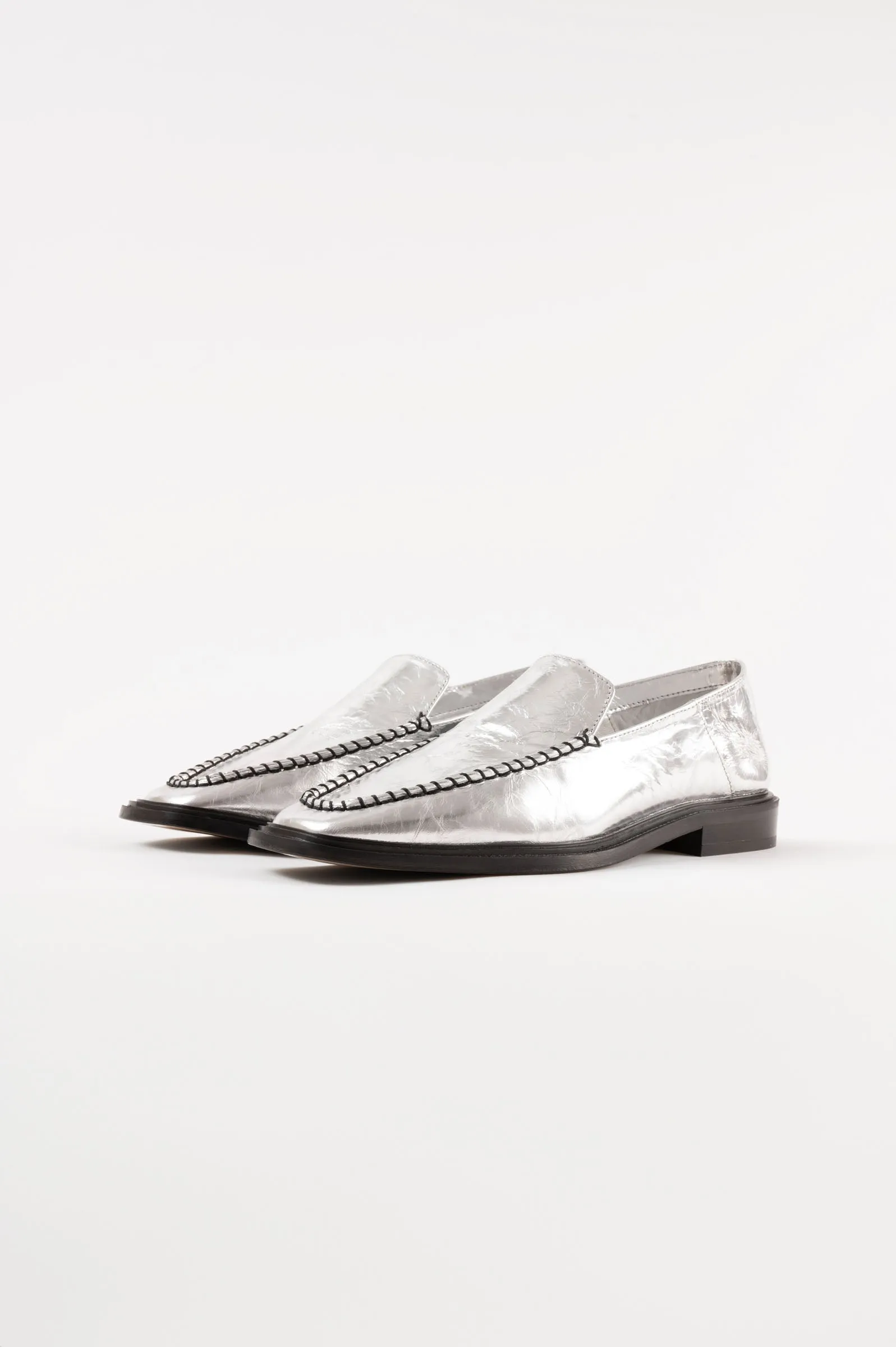 RIO - Silver Leather Flat Mules