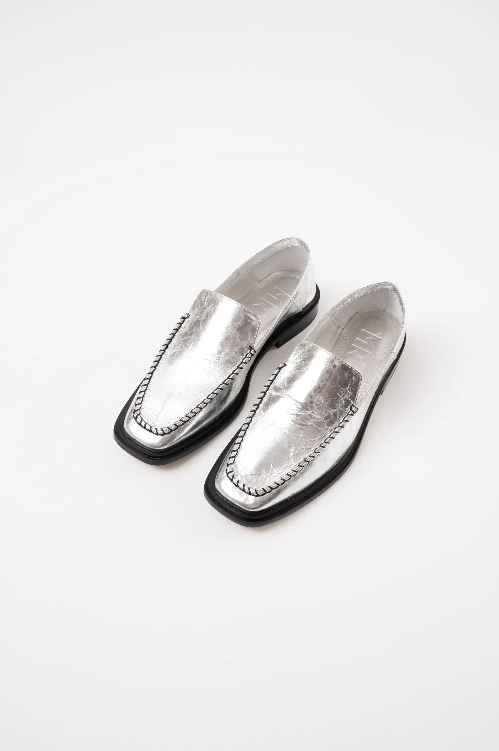 RIO - Silver Leather Flat Mules