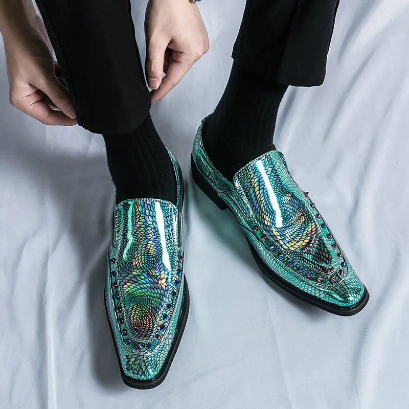 Rivet Decor Geometric Slip-On Loafers