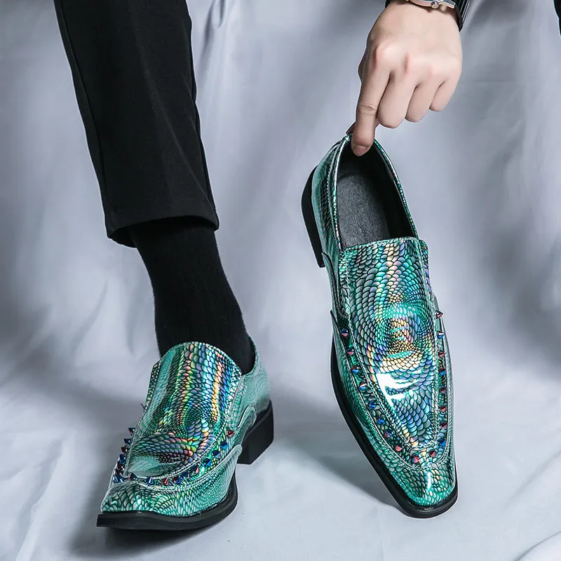 Rivet Decor Geometric Slip-On Loafers