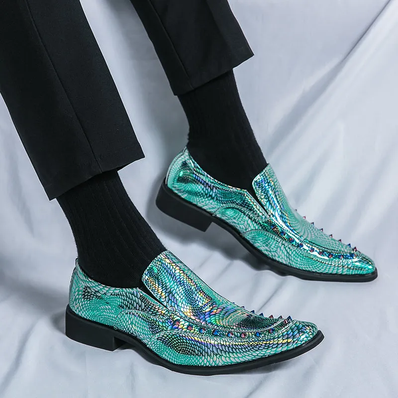 Rivet Decor Geometric Slip-On Loafers