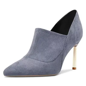 Saekcted Women Stiletto High Heel Pointed Toe Pumps Slip-on Wedding Cute 3.3 Inches Heels Grey