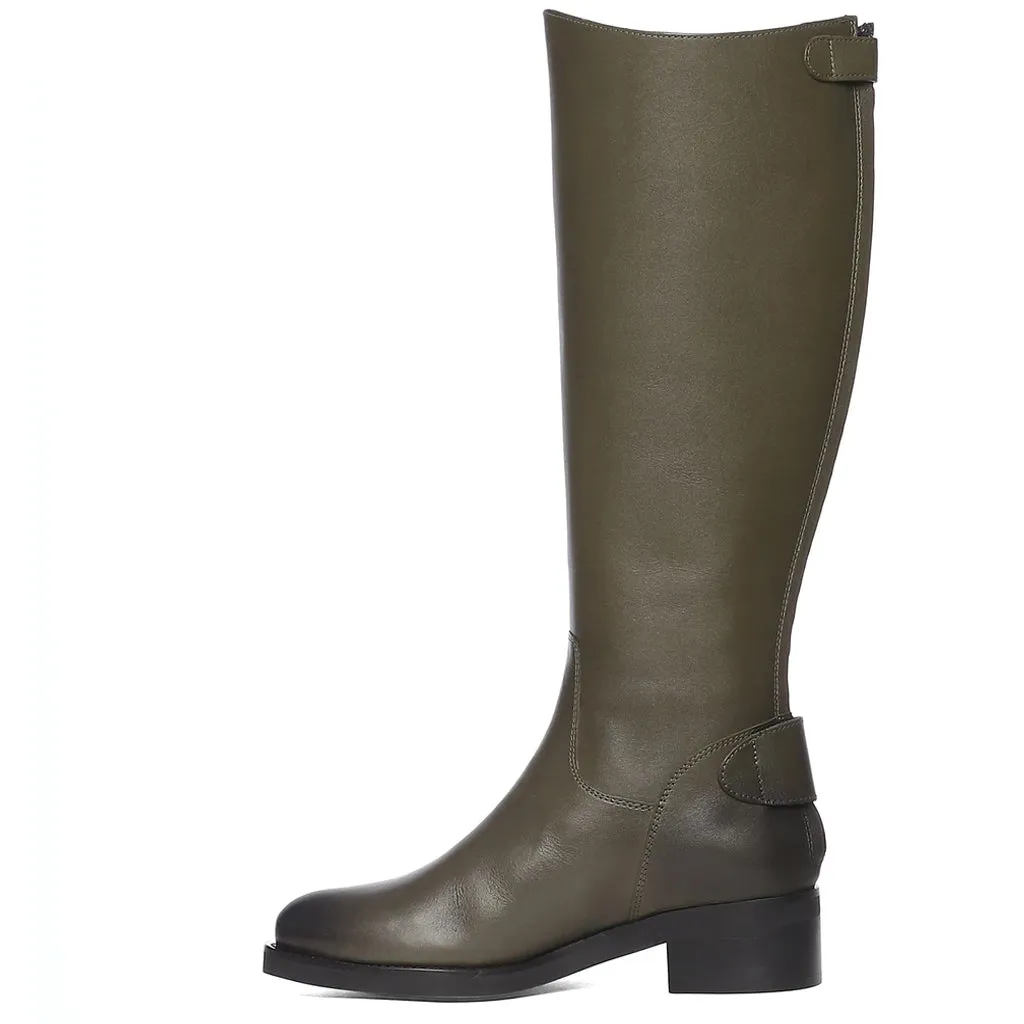 Saint Chloe Olive Leather Knee High Boots