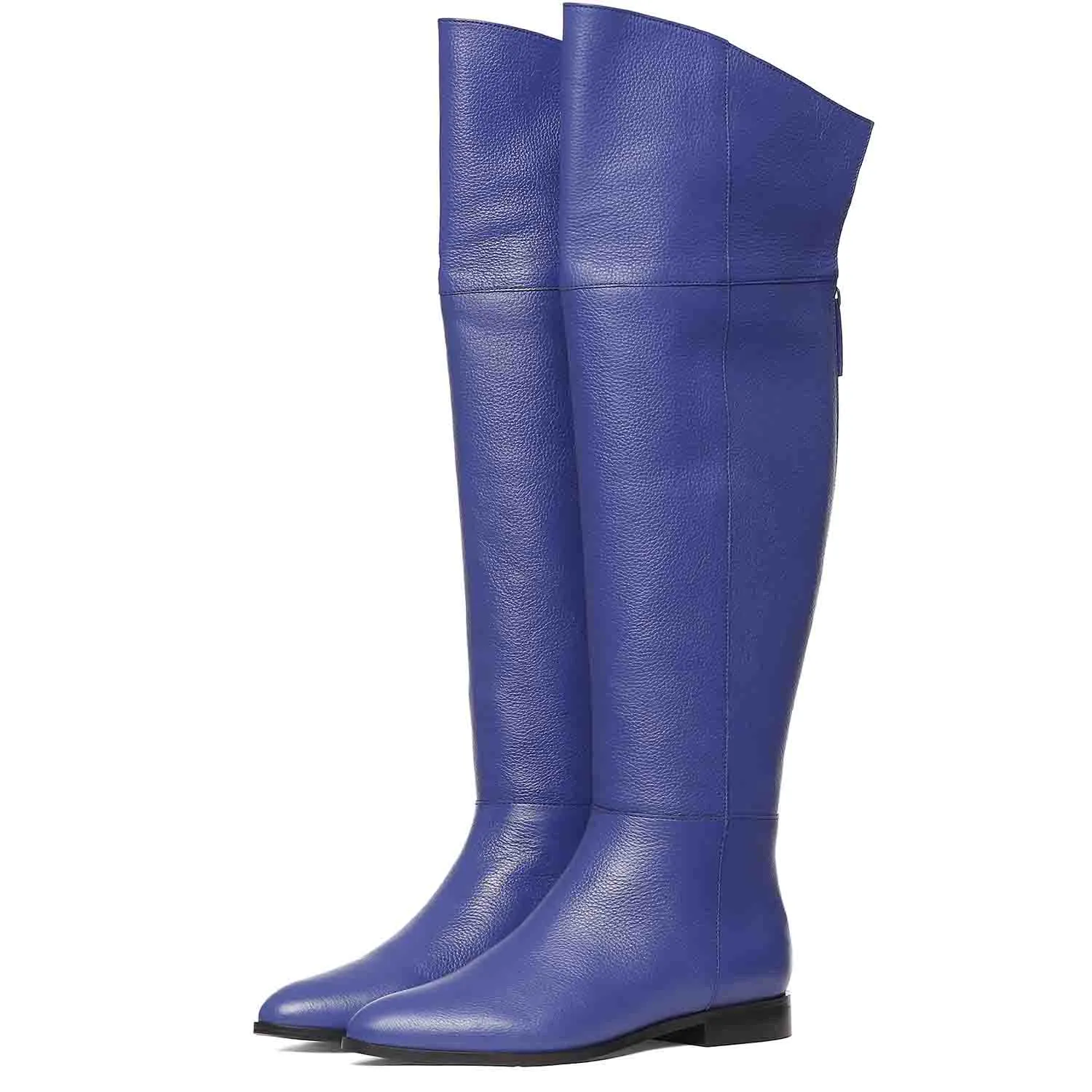 Saint Grace Blue Leather Thigh High Boots