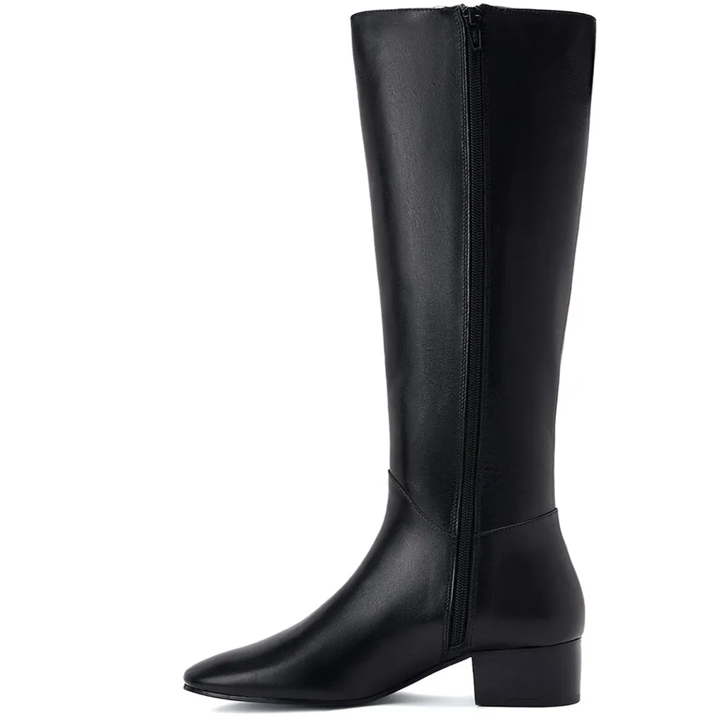 Stylish Saint Ivanna Black Leather Knee High Boots