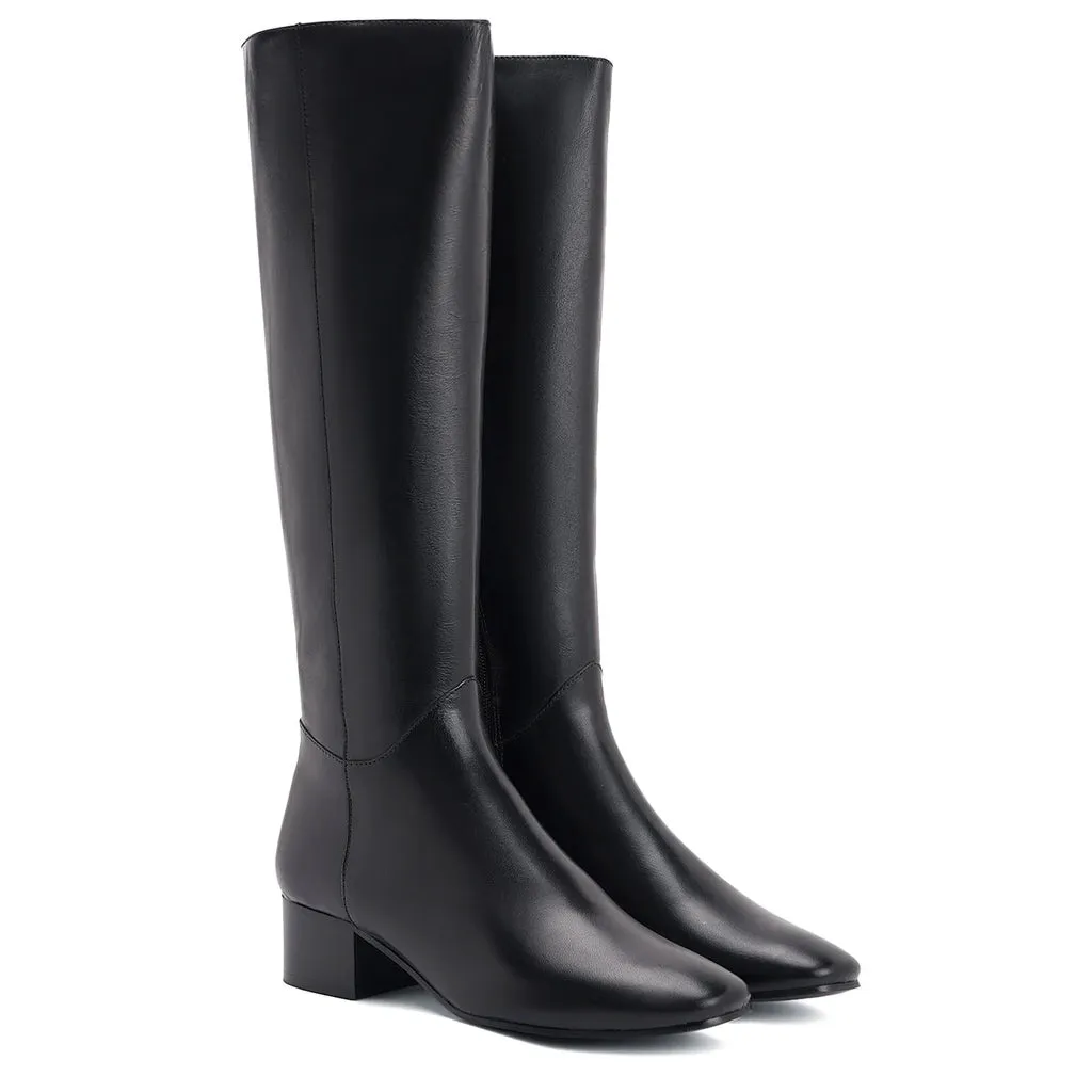 Stylish Saint Ivanna Black Leather Knee High Boots