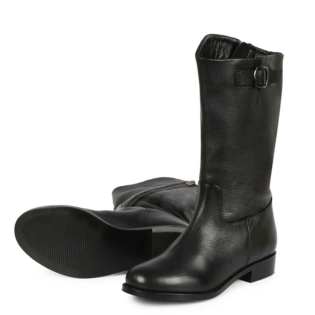 Saint Martina Black Leather High Ankle Boots