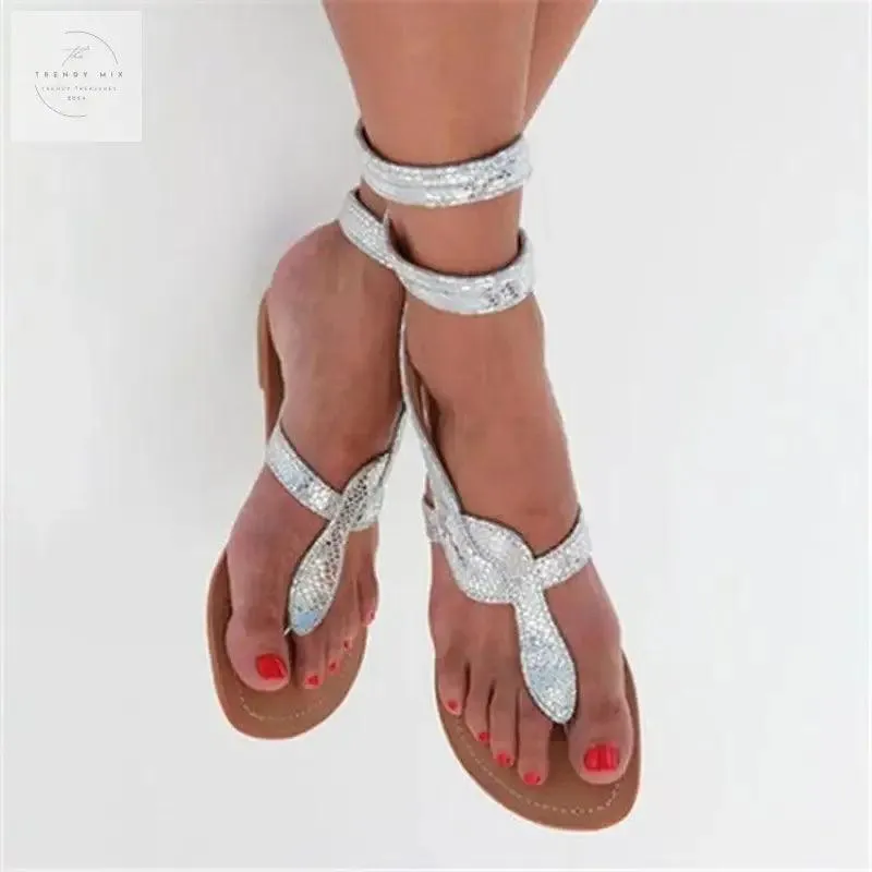 Sleek Snakeprint Roman Flat Sandals for Women - Summer Comfort