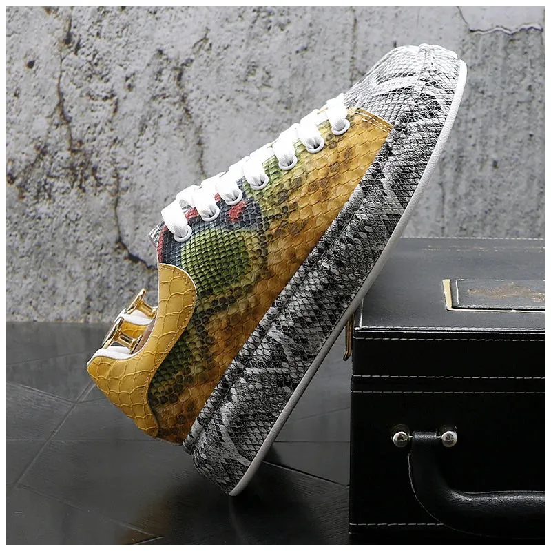 Snakeskin Split Leather Sneakers