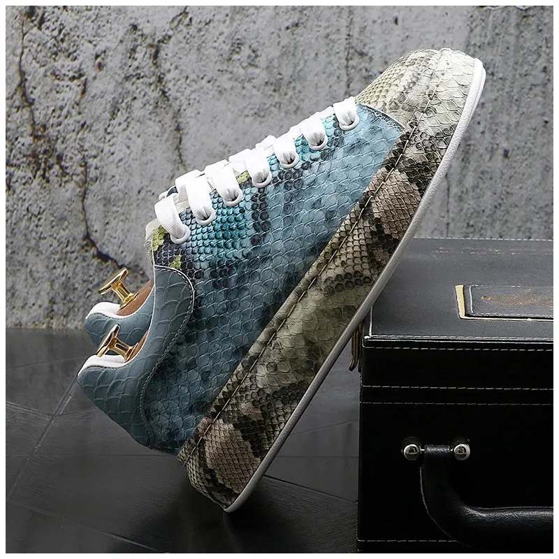 Snakeskin Split Leather Sneakers