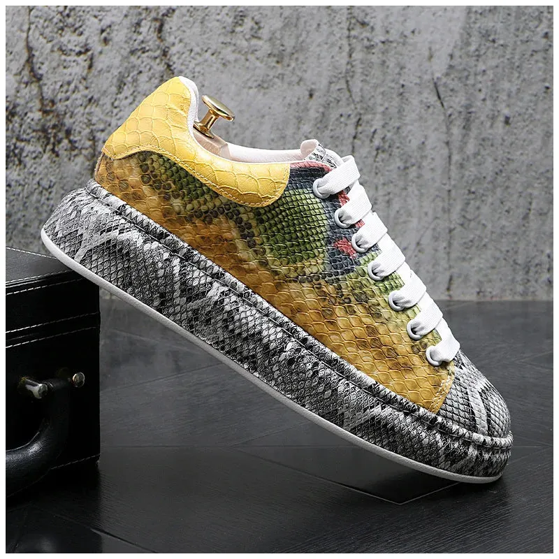 Snakeskin Split Leather Sneakers