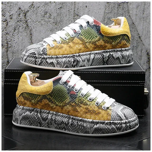 Snakeskin Split Leather Sneakers