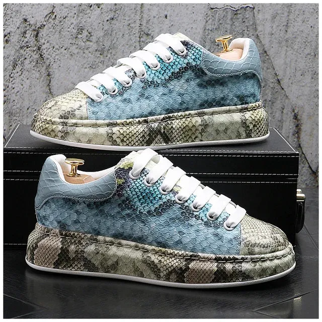 Snakeskin Split Leather Sneakers