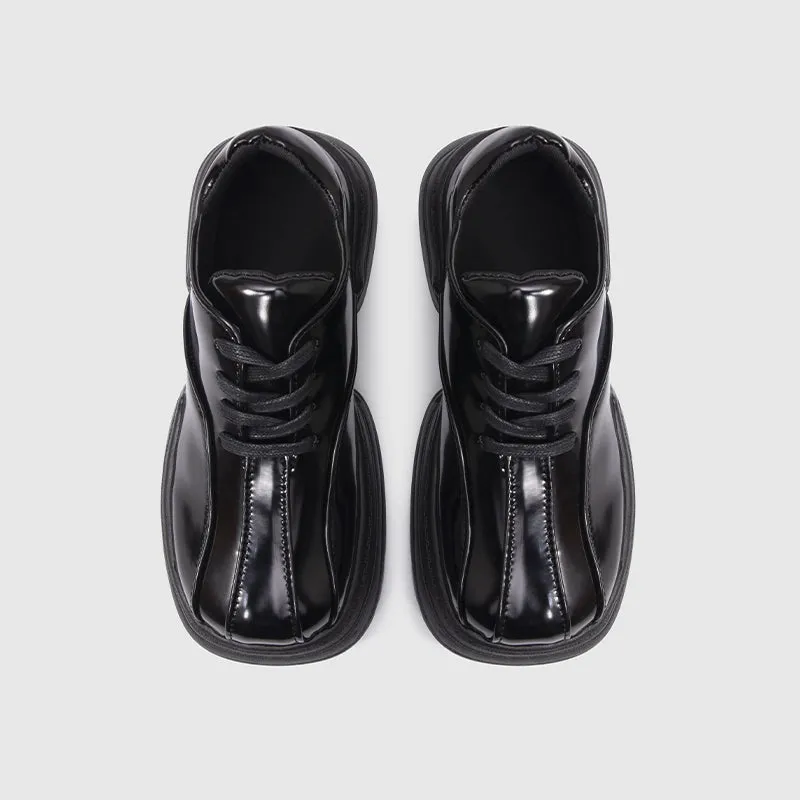 Square Toe Loafers Lace-up Sneakers Black