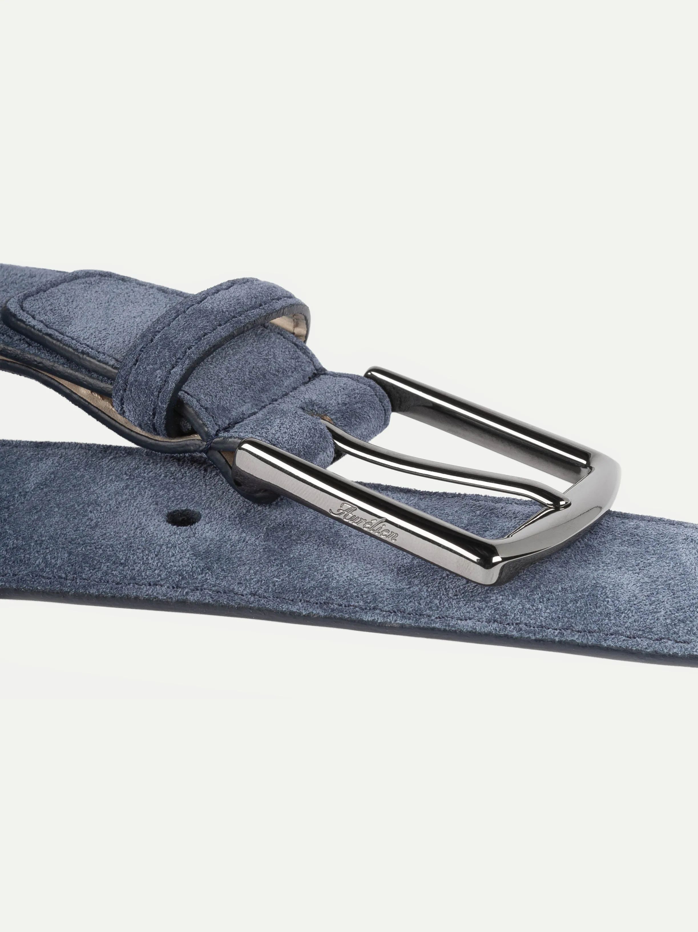 Steel Blue Suede Leather Belt