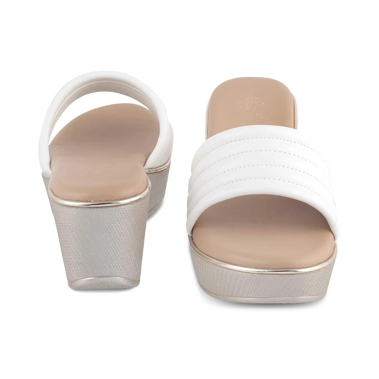 The Skledge White Women's Dress Wedge Sandals Tresmode