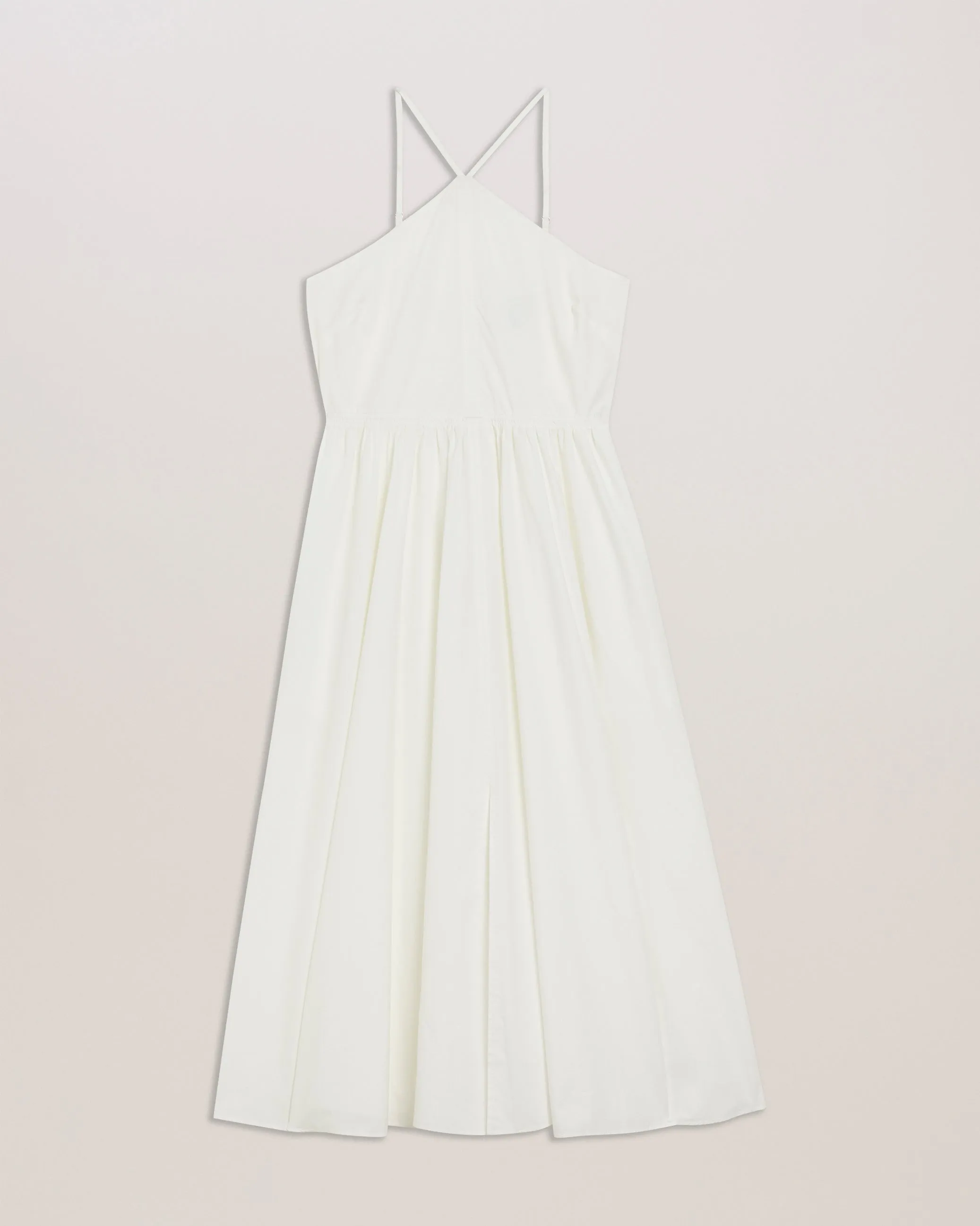 Vari Halterneck A-Line Midi Dress White