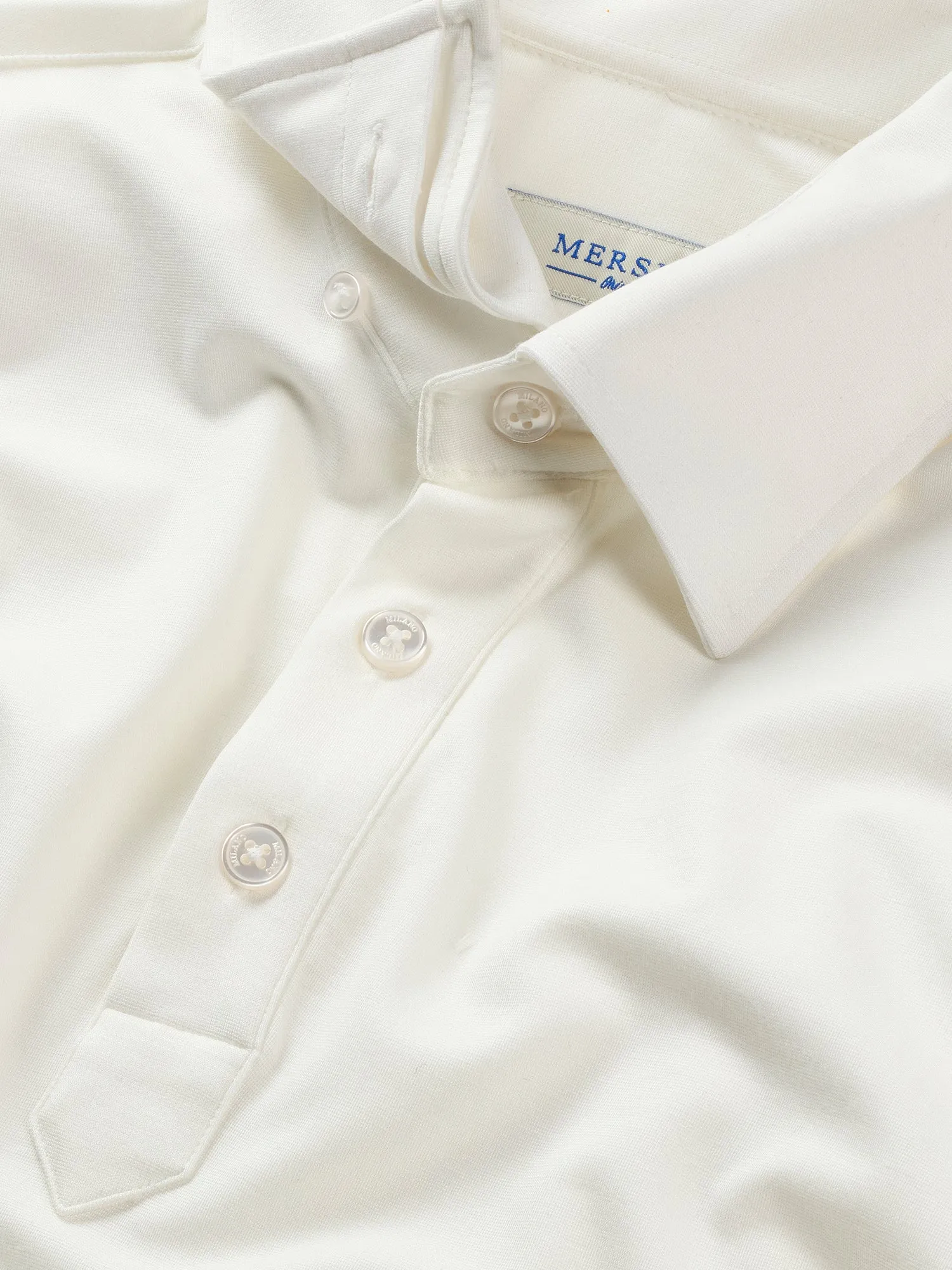 WHITE MERSINO POLO SHIRT